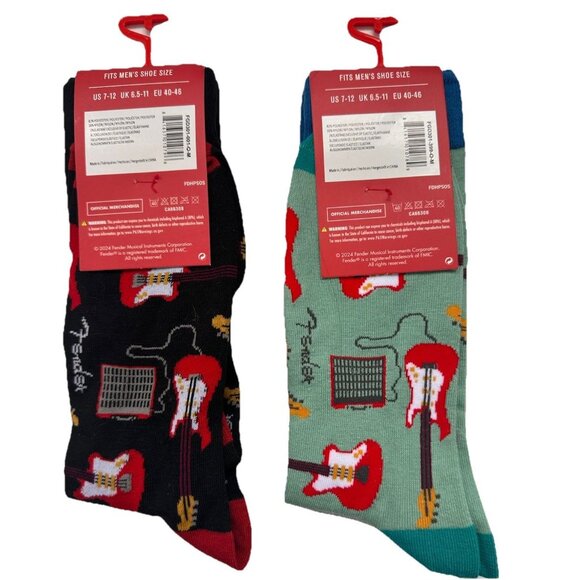 2 Pack Official Merchandise Novelty Fender Socks, Men's Size U.S 7-12 NWT - Picture 2 of 2